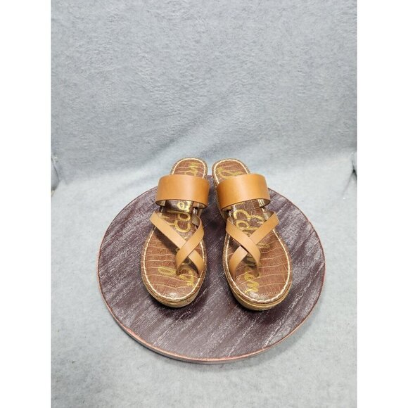 Sam Edelmam Womens Tan Leather Wedge Sandals Size 6 - Picture 2 of 13